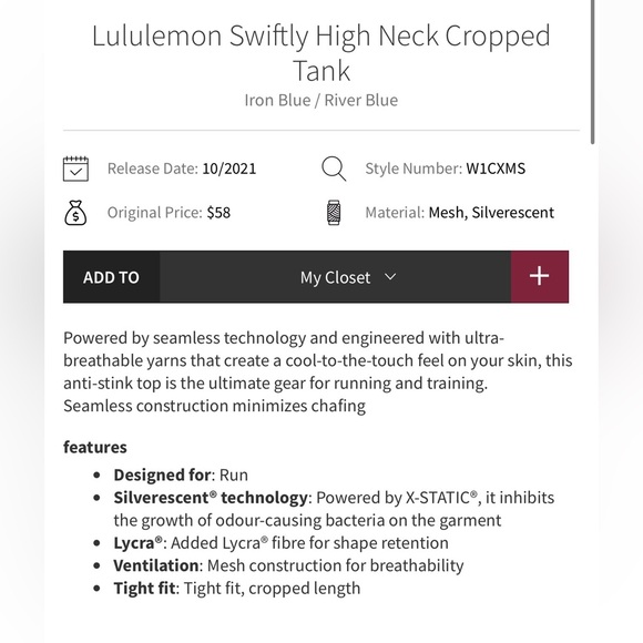 Lululemon Swiftly High Neck Cropped Tank - Picture 6 of 6